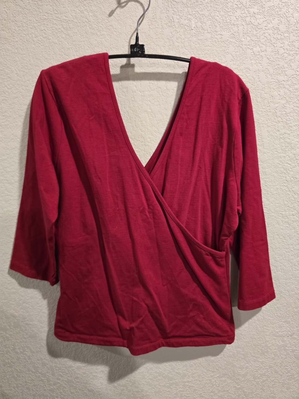 Soft Surroundings Red Surplice Reversible V-Neck Top - Size Large